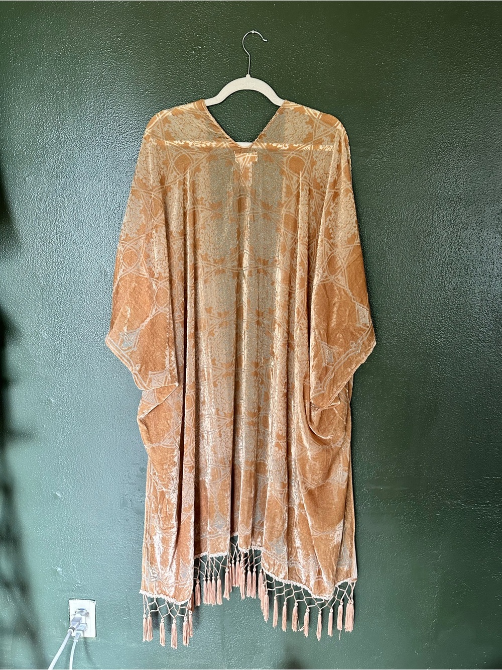 Free People Gold Velvet Fringe Kimono - Picture 3 of 5